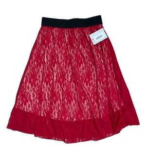 LULAROE Lola Skirt Red Lace Women’s Size Small.